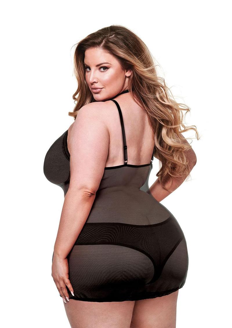 2pc Eco Chemise and Panty - Black - Queen - Set