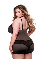 2pc Eco Chemise and Panty - Black - Queen - Set