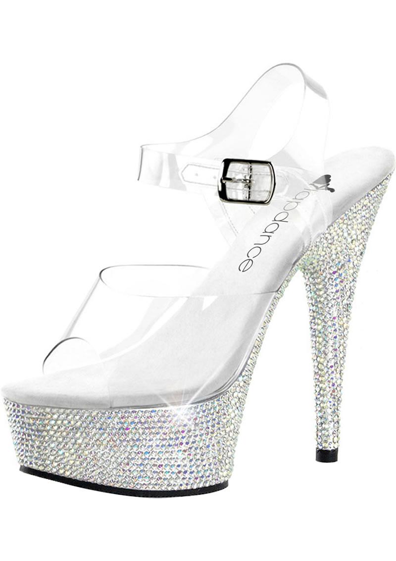 6in. Rhinestone Clear Strap - Clear/White - Size 7