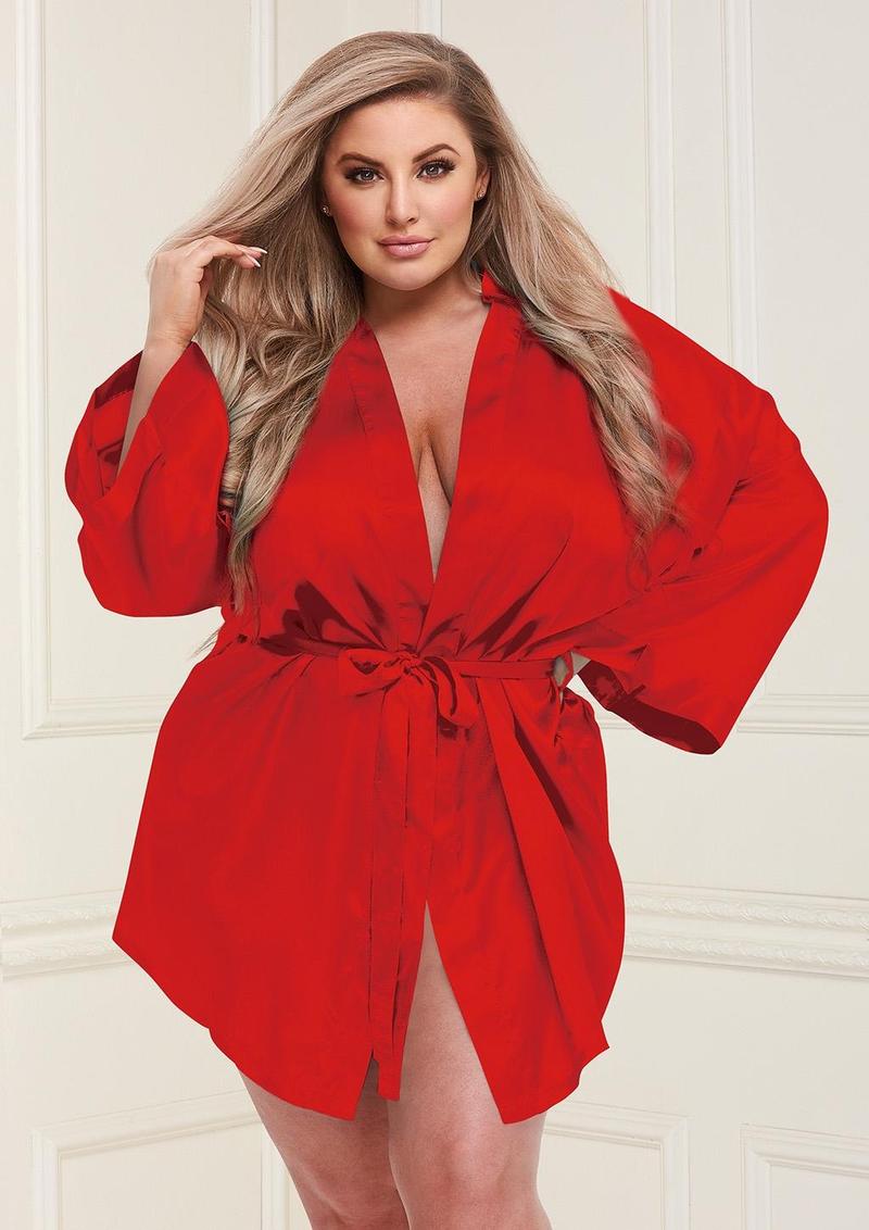 All Satin Robe - Red - Queen