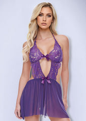 Amethyst Lace Babydoll-Purple-Ml