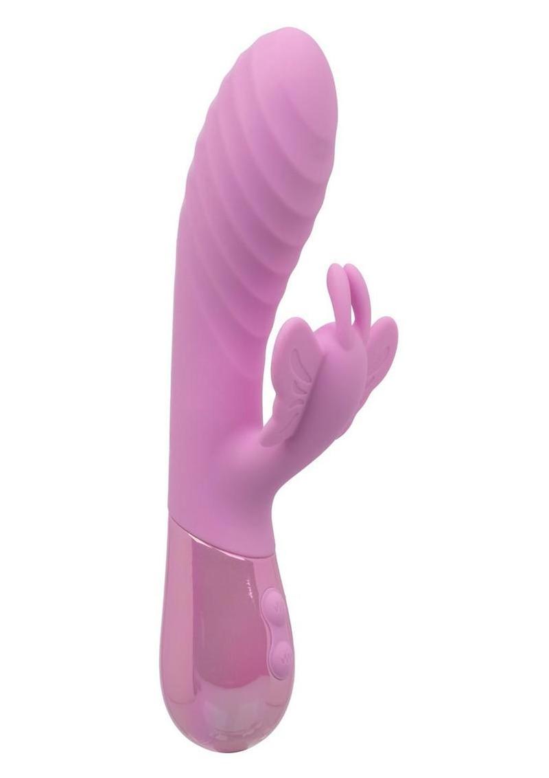 Aura Dual Flutter Rechargeable Silicone Rabbit Vibrator - Pink