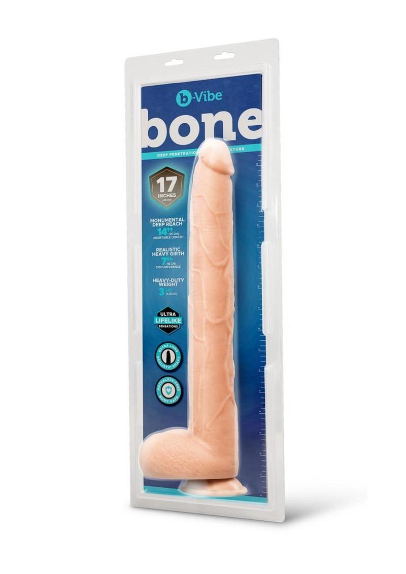 B-Vibe Bone Dildo with Balls and Suction Cup - Vanilla - 17in