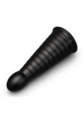 B-Vibe Cone Tapered and Ribbed Dildo with Suction Cup - Black - 10in