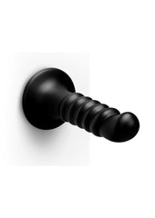 B-Vibe Krush Curved and Ribbed Dildo with Suction Cup - Black