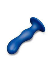 B-Vibe Milk Curved Anal Trainer with Tapered Tip and Suction Cup - Blue - 8.5in