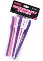 Bachelorette Party Pecker Sipping Straws - Assorted Colors - 10 Pack