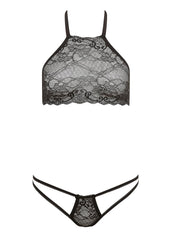 Barely Bare Dual Strap Panty Bralett - Black - One Size - Set