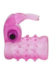 Basic Essentials Stretchy Vibrating Bunny Enhancer Cock Ring with Clitoral Stimulation