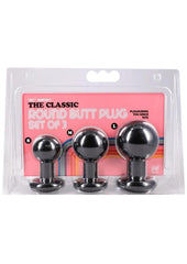 Classic Round Butt Plug - Black - 3 Piece/Set
