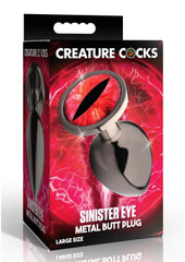 Creature Cocks Red Eye Metal Butt Plug - Black/Metal/Red - Large
