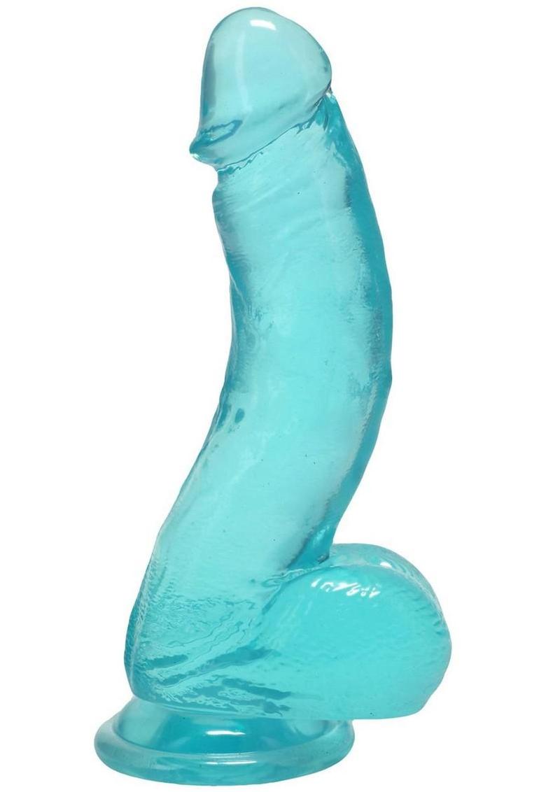 Crystal Jellies Curved Realistic Cock with Balls - Teal - 7in
