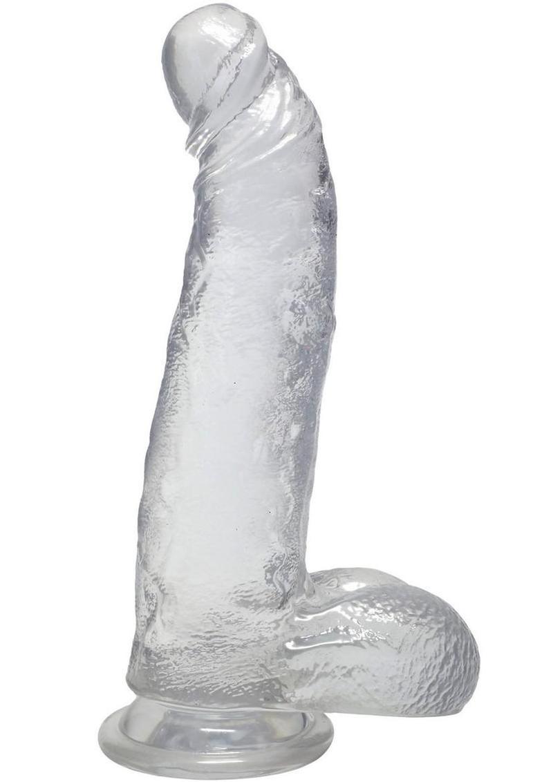 Crystal Jellies Curved Realistic Cock with Balls - Clear - 8in
