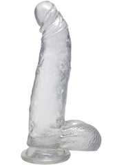 Crystal Jellies Curved Realistic Cock with Balls - Clear - 8in
