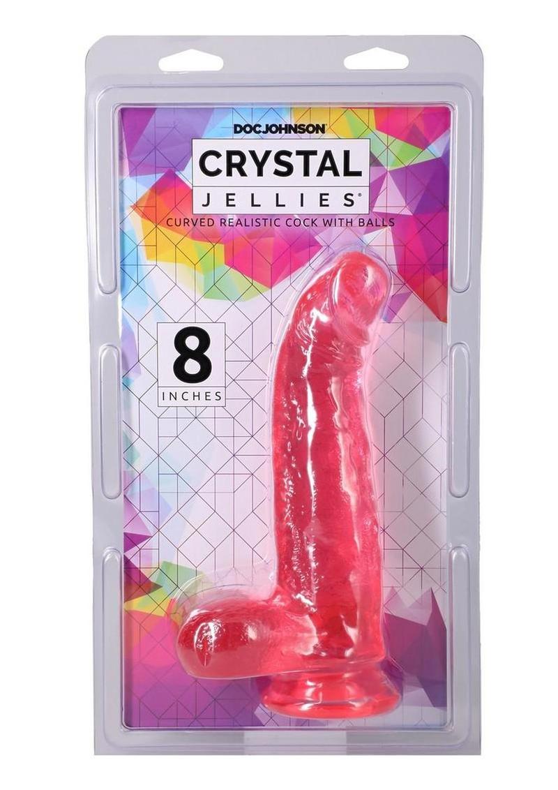 Crystal Jellies Curved Realistic Cock with Balls - Pink - 8in