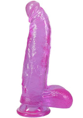 Crystal Jellies Curved Realistic Cock with Balls - Purple - 8in