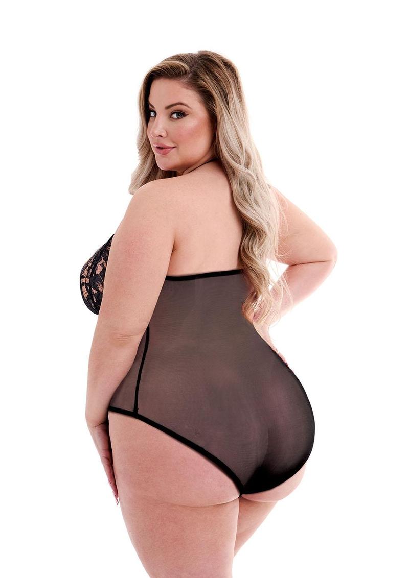 Eco Lace and Mesh Teddy - Black - Queen