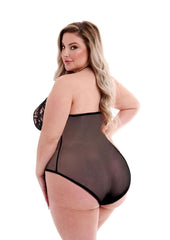 Eco Lace and Mesh Teddy - Black - Queen