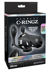 Fantasy C-Ringz Remote-Controlled Vibrating Cock Blocker with Ass-Gasm Plug - Black