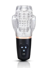 He-Vibe Vibrating Suck Master Rechargeable Masturbator - Black/Clear