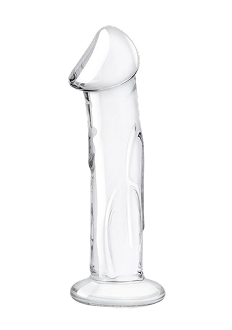 Glas Dildo Glass with Veins and Flat Base - Clear - 6in