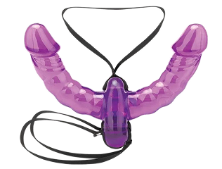 Fetish Fantasy Series Double Trouble Strapless Strap-On Dildo with Dual Cock Rings - Black - 5.5in