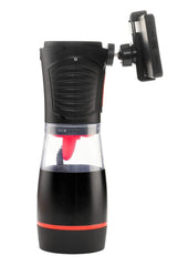 Jock Blow Job Sucking Licking and Vibrating Rechargeable Masturbator - Black/Red