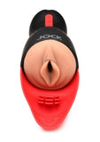 Jock Sucking and Vibrating Rechargeable Pussy Masturbator - Black/Vanilla