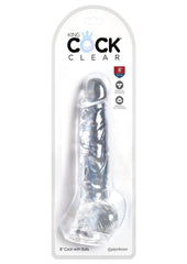 King Cock Dildo with Balls - Clear - 8in
