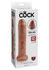 King Cock Uncut Cock Dildo - Caramel - 7in