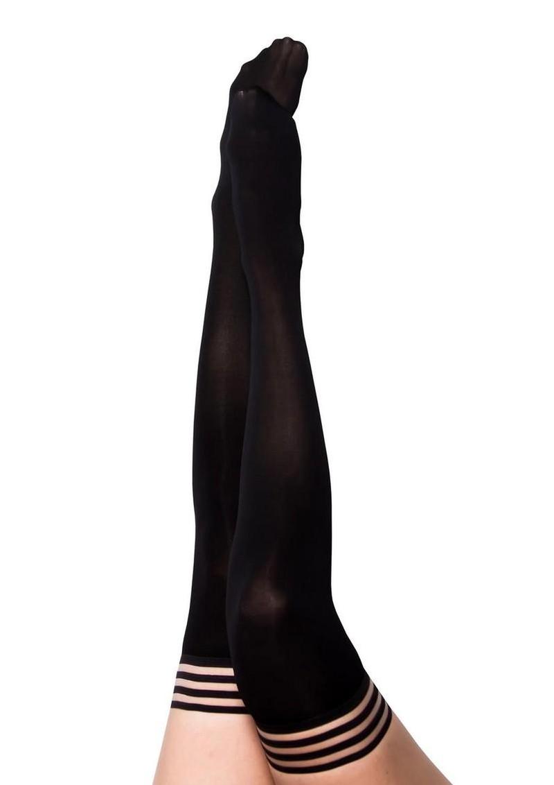 Kixies Danielle Opaque Thigh High Tights - Size C - Black - Large