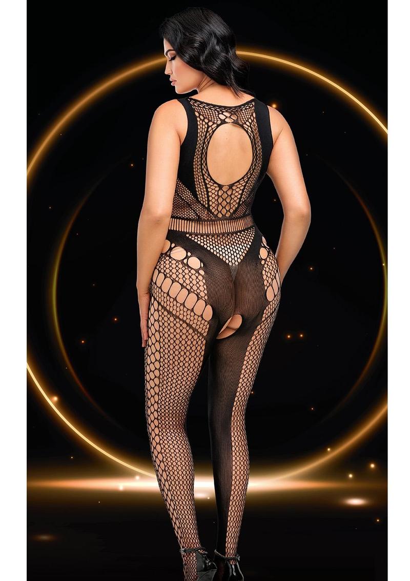 Lace Illusion Bodystocking-Blk-Q - Black