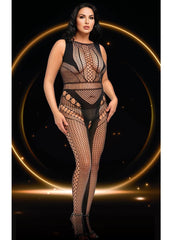 Lace Illusion Bodystocking-Blk-Q - Black