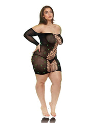 Lapdance Lingerie Diamond Mesh Cutout Minidress - Queen Size - Glow In The Dark