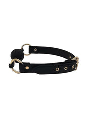 Leather Ball Gag with Gold Accessories - Black/Gold