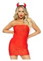 Leg Avenue Bedazzled Devil Rhinestone Flame Tube Dress, Pin-On Tail, and Devil Horn Headband