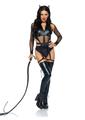Leg Avenue Criminal Kitty Cut-Out Zip Up Bodysuit with Snap Crotch, Belt with Attached Garters, and Cat Ear Headband