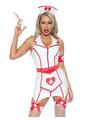 Leg Avenue Er Hottie Vinyl Zip Up Garter Dress, Heart Apron, Arm Band, and Head Piece.