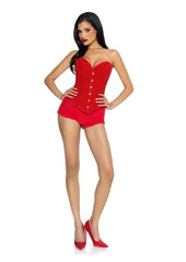 Leg Avenue Glitter Boned Corset with Busk Closer and Lace-Up Back