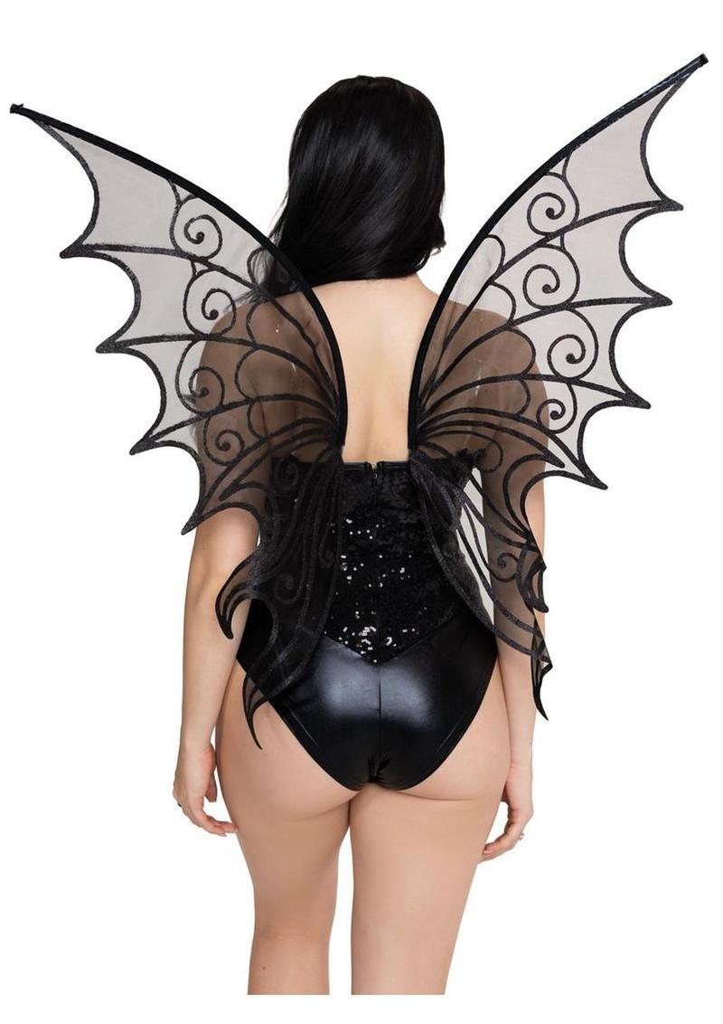 Leg Avenue Glitter Strapless Pixie Wings - Black - One Size