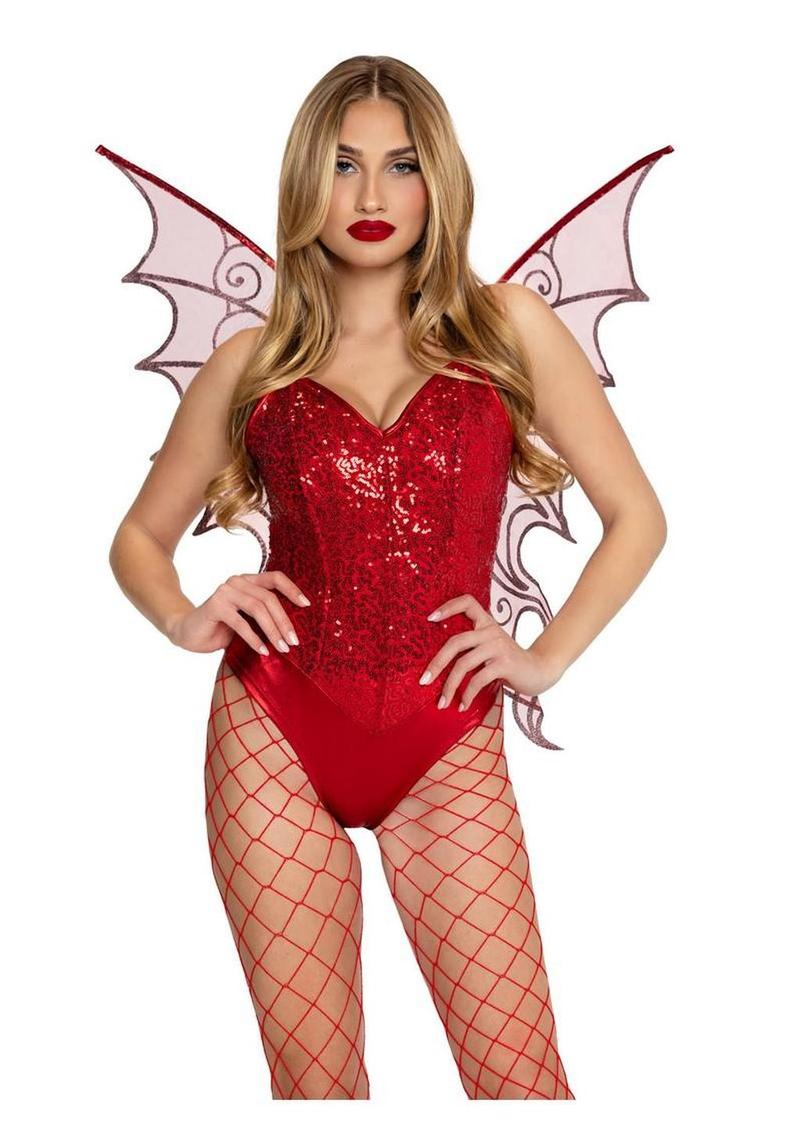 Leg Avenue Glitter Strapless Pixie Wings - Red - One Size