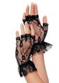 Leg Avenue Lace Fingerless Wrist Ruffle Gloves - Black - One Size