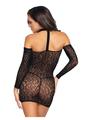 Leg Avenue Lace Long Sleeve Halter Choker Mini Dress