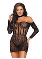 Leg Avenue Lace Long Sleeve Halter Choker Mini Dress