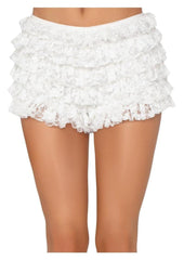 Leg Avenue Lace Ruffle Shorts - White - XLarge