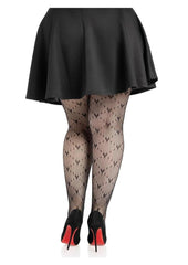 Leg Avenue Love Struck Heart Net Tights - 1x/2x - Black