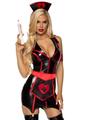 Leg Avenue Naughty Nurse Zip Up Wet Look Garter Dress, Heart Apron, Arm Band, and Head