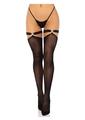 Leg Avenue Nylon Opaque Thigh Highs with Heart Garter Top
