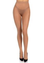 Leg Avenue Opaque Sheer to Waist Tights with Cotton Crotch - Tan - One Size