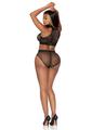 Leg Avenue Rhinestone Oval Net High Neck Crop Top and High Waist Bottoms
